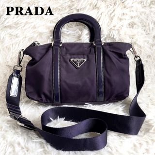 美品　PRADA サフィアーノレザー2wayミニバック　三角プレート