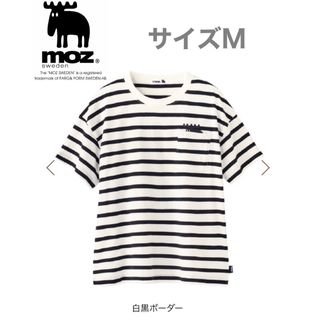 モズ(moz)の【新品】MOZ モズ　半袖Tシャツ  レディースM  白黒ボーダー　北欧(Tシャツ(半袖/袖なし))