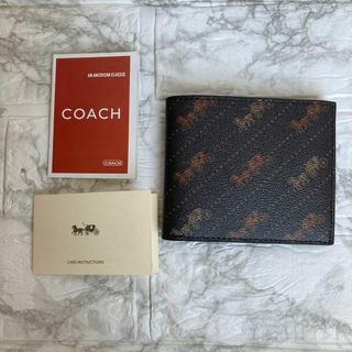 未使用　COACH コーチ ホースアンドキャリッジ 　折財布　茶　男女兼用(折り財布)