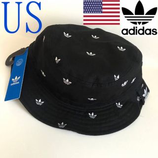 adidas - レア【新品】アディダス USA バケット ハット キャップ 帽子 黒 ロゴ総柄