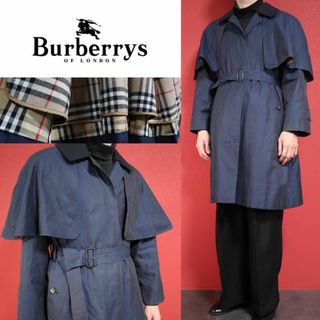 バーバリー(BURBERRY)の【極美品/希少デザイン】Burberrys 90s 白タグ ケープトレンチコート(トレンチコート)