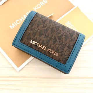 マイケルコース(Michael Kors)の★新品 MICHAEL KORS  財布  折り財布 ブルー  三つ折り財布(財布)