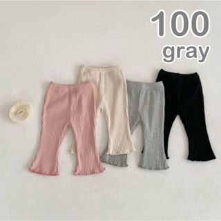 100cm   フレアレギンス　パンツ　ベビー服　キッズ服　グレー(パンツ/スパッツ)