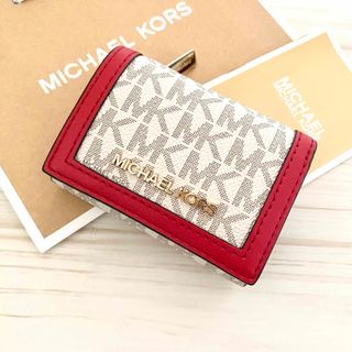 マイケルコース(Michael Kors)の★新品 MICHAEL KORS  折り財布 レッド 三つ折り財布(財布)