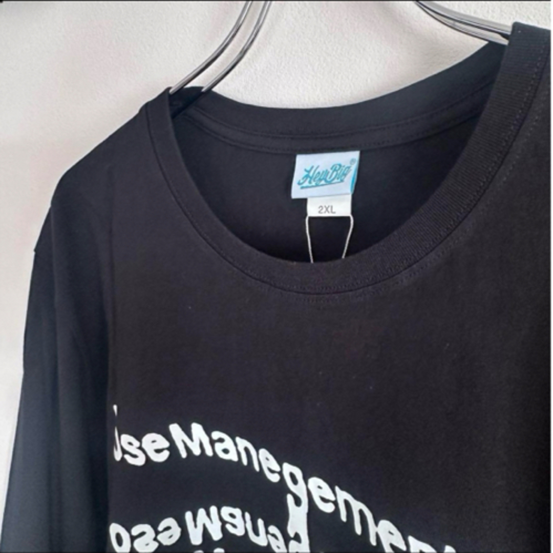 プリント ルーズ ロングTシャツ  黒 ブラック ユニセックス ロンT 2XL メンズのトップス(Tシャツ/カットソー(七分/長袖))の商品写真
