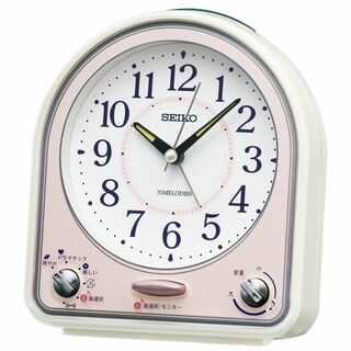 【色: 白パール】セイコークロック 目覚まし時計 置き時計 アナログ 31曲 メ(置時計)