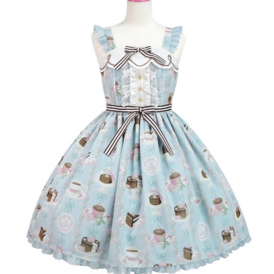 Angelic Pretty(アンジェリックプリティー)のChocolate Teatime JSK サックス AngelicPretty レディースのワンピース(ひざ丈ワンピース)の商品写真