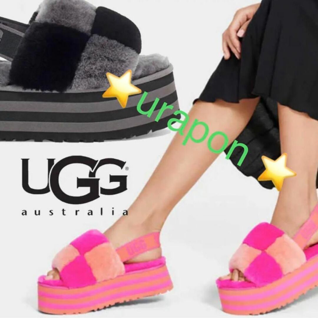 UGG(アグ)の✨激レア✨展示品✨22cm✨UGG✨ディスコ チェッカー✨厚底サンダル レディースの靴/シューズ(サンダル)の商品写真