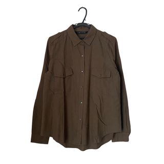 ザラ(ZARA)の【zara woman】　ザラウーマン　長袖シャツ　ブラウン(シャツ/ブラウス(長袖/七分))