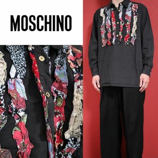 モスキーノ(MOSCHINO)の【極希少 / モード】MOSCHINO モスキーノ 柄フリルシャツ イタリア製(シャツ/ブラウス(長袖/七分))