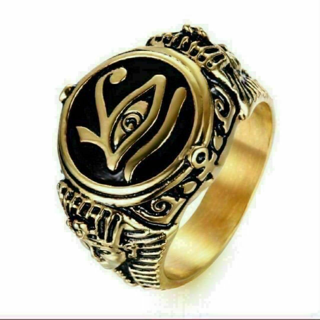 【R015】リング　メンズ　指輪　ゴールド　エジプト　ホルス　20号 メンズのアクセサリー(リング(指輪))の商品写真