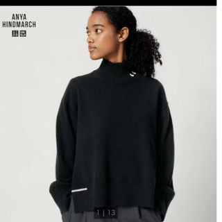 ユニクロ(UNIQLO)の希少UNIQLO × ANYA HINDMARCHカシミヤハイネックセーター(ニット/セーター)