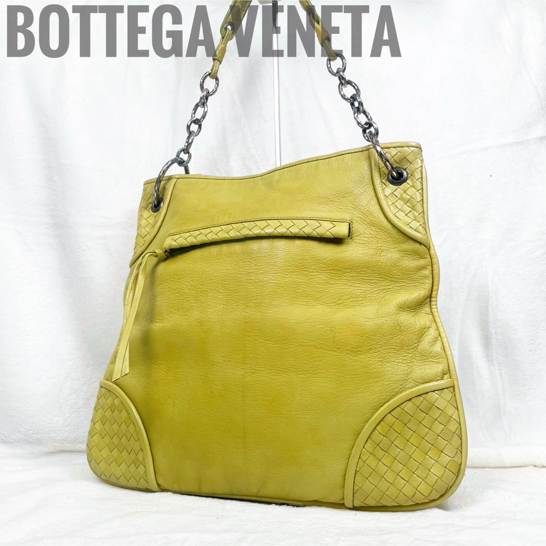 BOTTEGA VENETA イントレチャート チェーン ショルダーバッグ 黄色