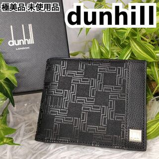 ダンヒル(Dunhill)のダンヒル 二つ折り財布 ブラック レザー dunhill 財布 革 黒 総柄(折り財布)