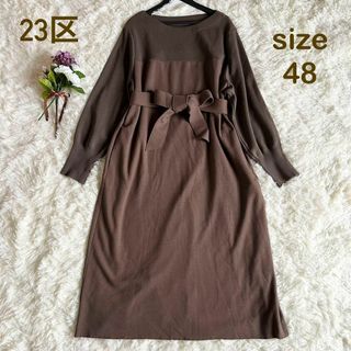 ♡23区♡極美品　総柄ワンピース　半袖　大きいサイズ　48肩幅50cm