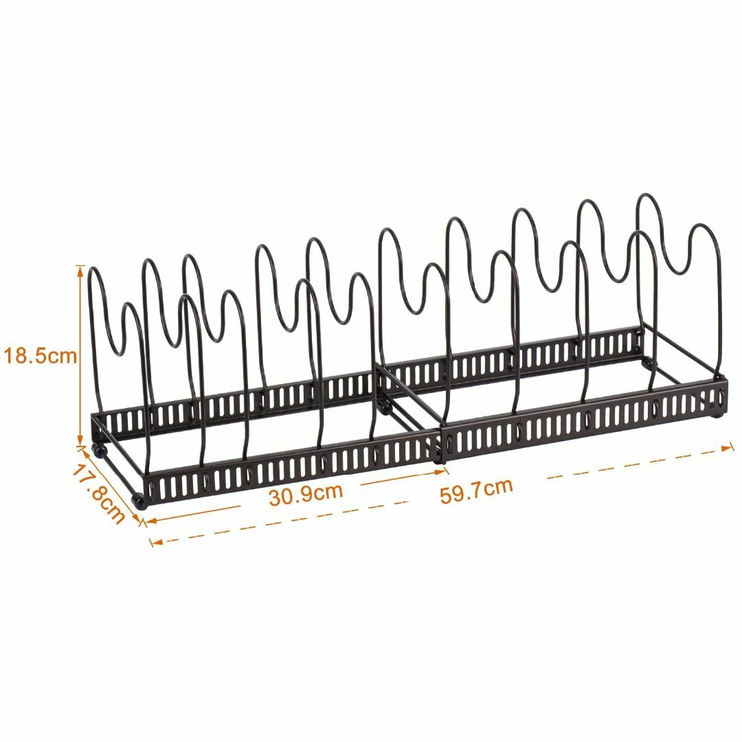 【色: ブラウン】Toplife伸縮式 フライパンラック キッチン収納ラック 1 インテリア/住まい/日用品の収納家具(キッチン収納)の商品写真