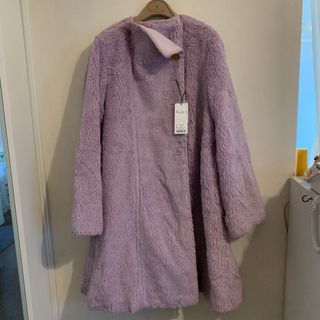 マウジー(moussy)のタグ付き 新品未使用 マウジー 2WAY ボアコート ライトパープル Aライン(その他)