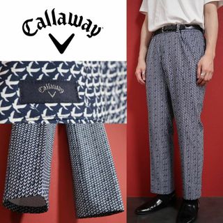 キャロウェイ(Callaway)の【極美品】Callaway 総柄 ロゴボタン タグデザイン スラックス パンツ(スラックス)