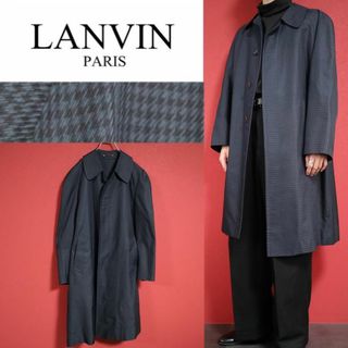 ランバン(LANVIN)の【最高級】LANVIN ランバン シルク100％ 光沢感 千鳥格子 ロングコート(ステンカラーコート)