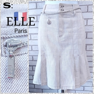 ELLE - S：美品★デニムスカート／エル★オフホワイト