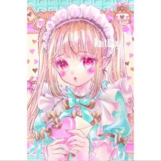 【3/3迄お取置き】創作・メイドミントちゃんの告白💕/手描きイラスト/(絵画/タペストリー)