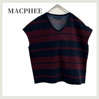 マカフィー(MACPHEE)のマカフィー MACPHEE Tシャツ フレンチスリーブ Vネック  ボーダー(Tシャツ(半袖/袖なし))