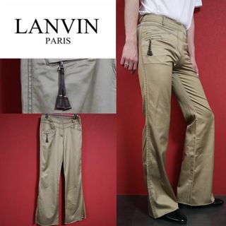 ランバン(LANVIN)の【モード】LANVIN 光沢感 革アクセント ステッチデザイン フレアパンツ(その他)