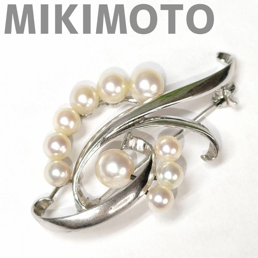 MIKIMOTO(ミキモト)のミキモト パール 真珠 ブローチ 10珠 シルバー M刻印 S刻印 アクセサリー レディースのアクセサリー(ブローチ/コサージュ)の商品写真