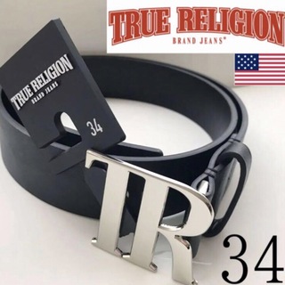 トゥルーレリジョン(True Religion)のレア【新品】トゥルーレリジョン USA メンズ レザー ベルト 黒 34(ベルト)