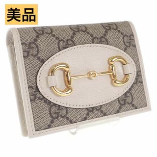 グッチ(Gucci)の【GUCCI】 グッチ 財布 二つ折 ベージュ カードケースウォレット ホワイト(財布)