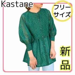 カスタネ(Kastane)の【新品】kastane サリーシアーフラップシャツ ブラウス グリーン系 F 緑(シャツ/ブラウス(長袖/七分))