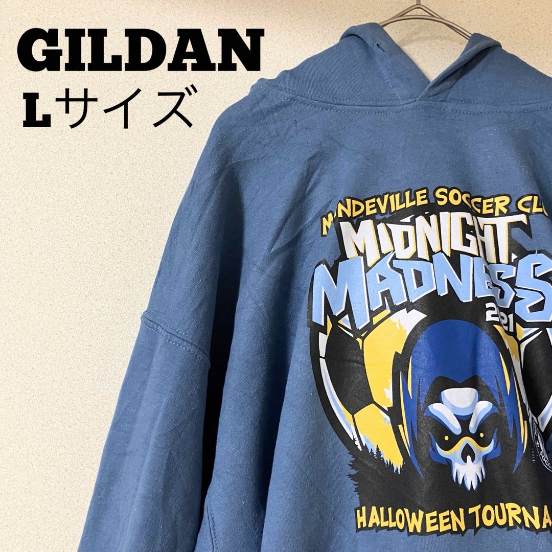 GILDAN(ギルタン)のGILDAN ギルダン パーカー  Ｌサイズ　ＵＳＡ　古着　ビックプリント メンズのトップス(パーカー)の商品写真