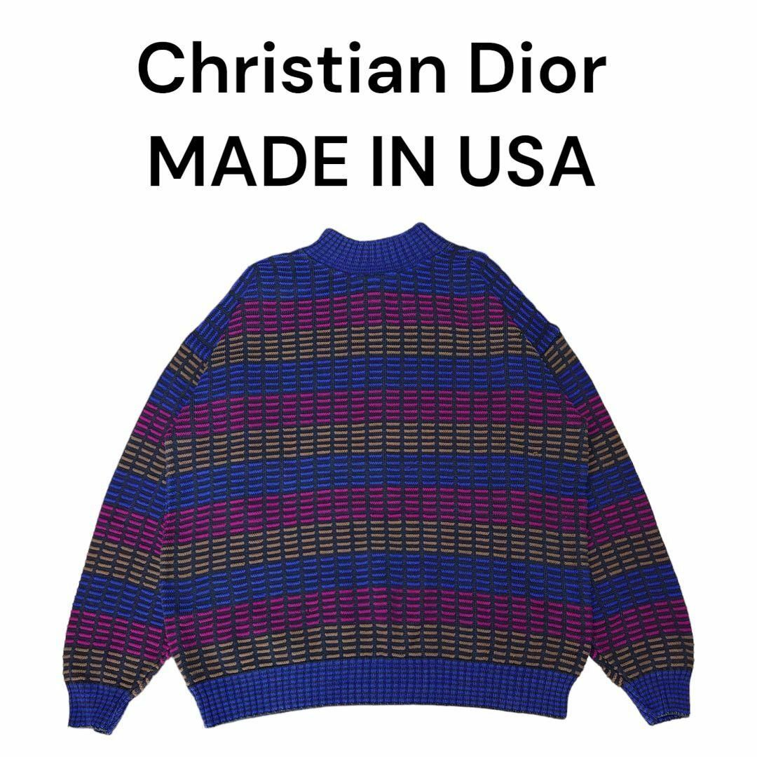 Christian Dior(クリスチャンディオール)のUSA製　クリスチャンディオール　マルチカラーニットセーター　古着　Dior メンズのトップス(ニット/セーター)の商品写真