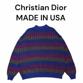 クリスチャンディオール(Christian Dior)のUSA製　クリスチャンディオール　マルチカラーニットセーター　古着　Dior(ニット/セーター)