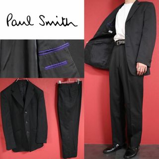 ポールスミス(Paul Smith)の【極美品】Paul Smith 裏地パープルライン オールブラック セットアップ(セットアップ)