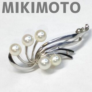 ミキモト(MIKIMOTO)のMIKIMOTO パール 真珠 ブローチ 5珠 シルバー M刻印 アクセサリー(ブローチ/コサージュ)