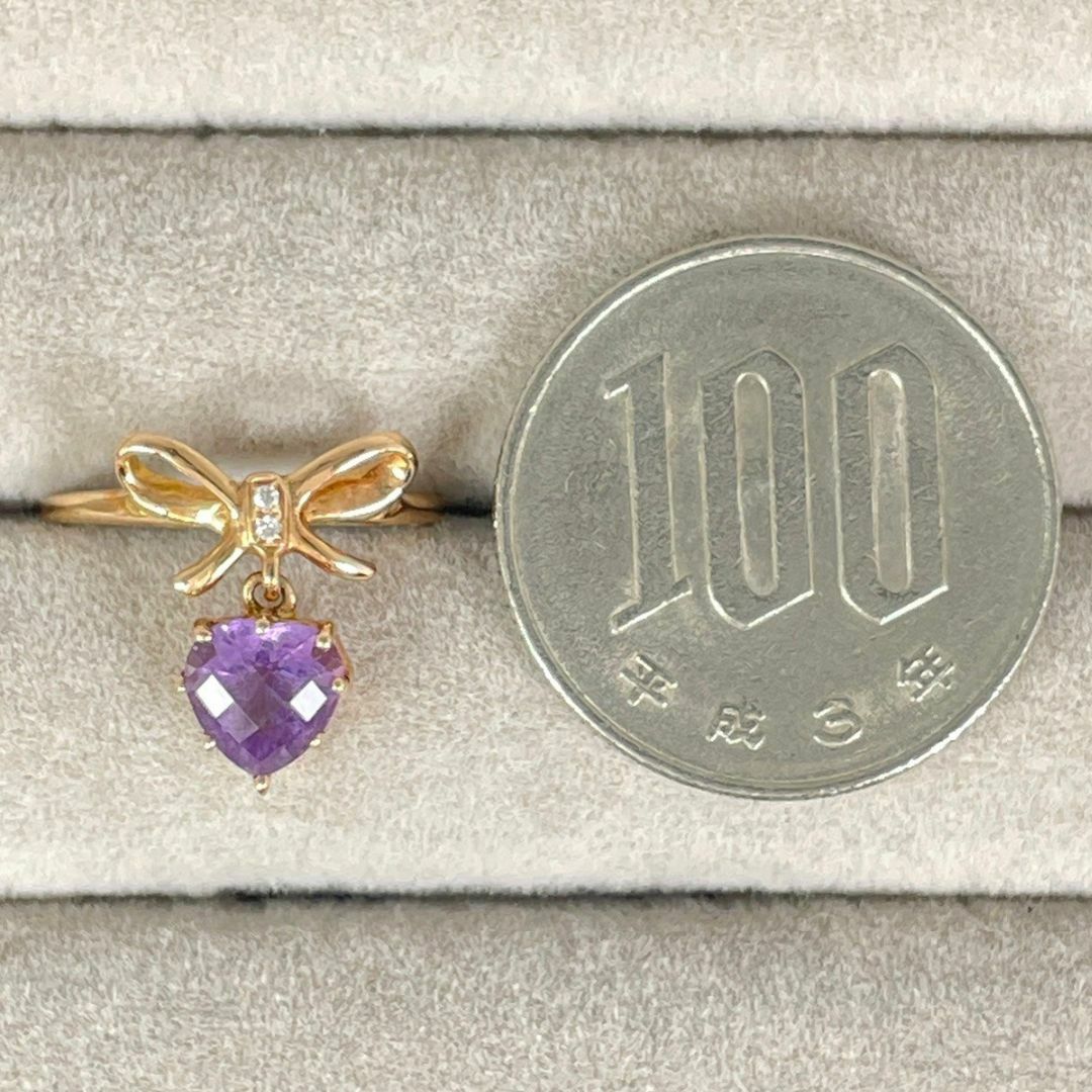 K18PG 天然アメジスト 0.75ct 天然ダイヤモンド 0.01ct リング レディースのアクセサリー(リング(指輪))の商品写真