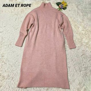 アダムエロペ(AER ADAM ET ROPE)のアダムエロペ タートルネック ワンピース ニット 大きいサイズ 厚手 ピンク F(ロングワンピース/マキシワンピース)