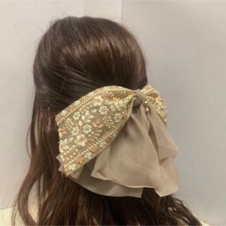 インド刺繍リボン　ポニーフック(ヘアアクセサリー)