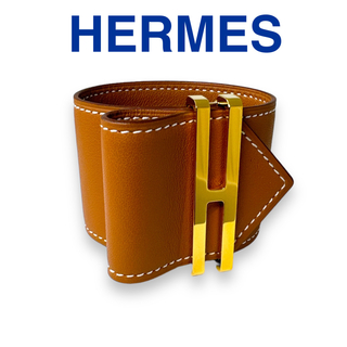 エルメス(Hermes)のエルメス ブレスレット エラン レザー ブラウン ゴールド T2 レディース(ブレスレット/バングル)