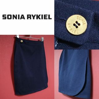 ソニアリキエル(SONIA RYKIEL)の【美品】SONIA RYKIEL ロゴボタン カーブスリット デザイン スカート(ひざ丈スカート)