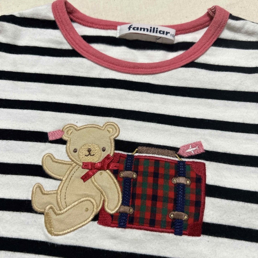 familiar(ファミリア)のファミリア★ボーダー クマ　長袖ロングTシャツ キッズ/ベビー/マタニティのキッズ服女の子用(90cm~)(Tシャツ/カットソー)の商品写真