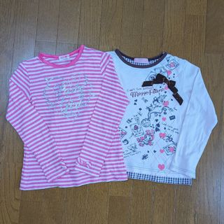 メゾピアノ(mezzo piano)のメゾピアノ 長袖Tシャツ 長袖カットソー ロンＴ ピンク ボーダー 135・14(Tシャツ/カットソー)