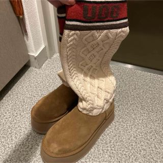 アグ(UGG)のUGG ソックスブーツ ボア ムートン くしゅくしゅ(ブーツ)