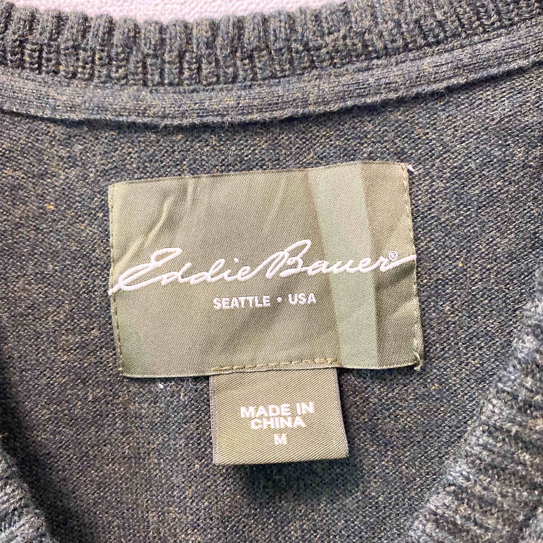 Eddie Bauer(エディーバウアー)のエディーバウアー　ニット　セーター　無地　Vネック　男女兼用　緑色　Mサイズ メンズのトップス(ニット/セーター)の商品写真