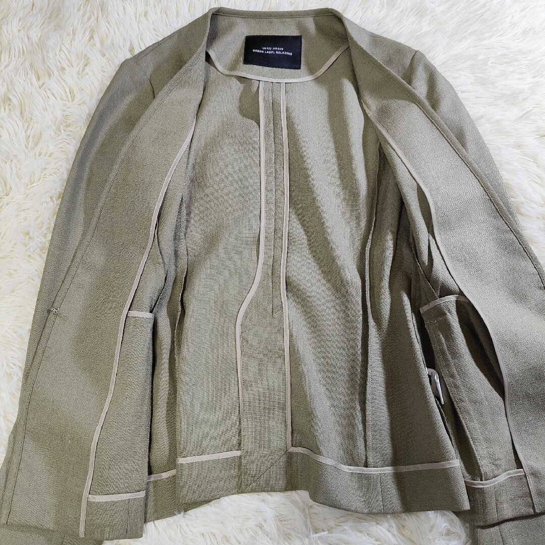 UNITED ARROWS green label relaxing(ユナイテッドアローズグリーンレーベルリラクシング)のグリーンレーベル プラステ リネン パンツスーツ くすみグリーン レディースのフォーマル/ドレス(スーツ)の商品写真