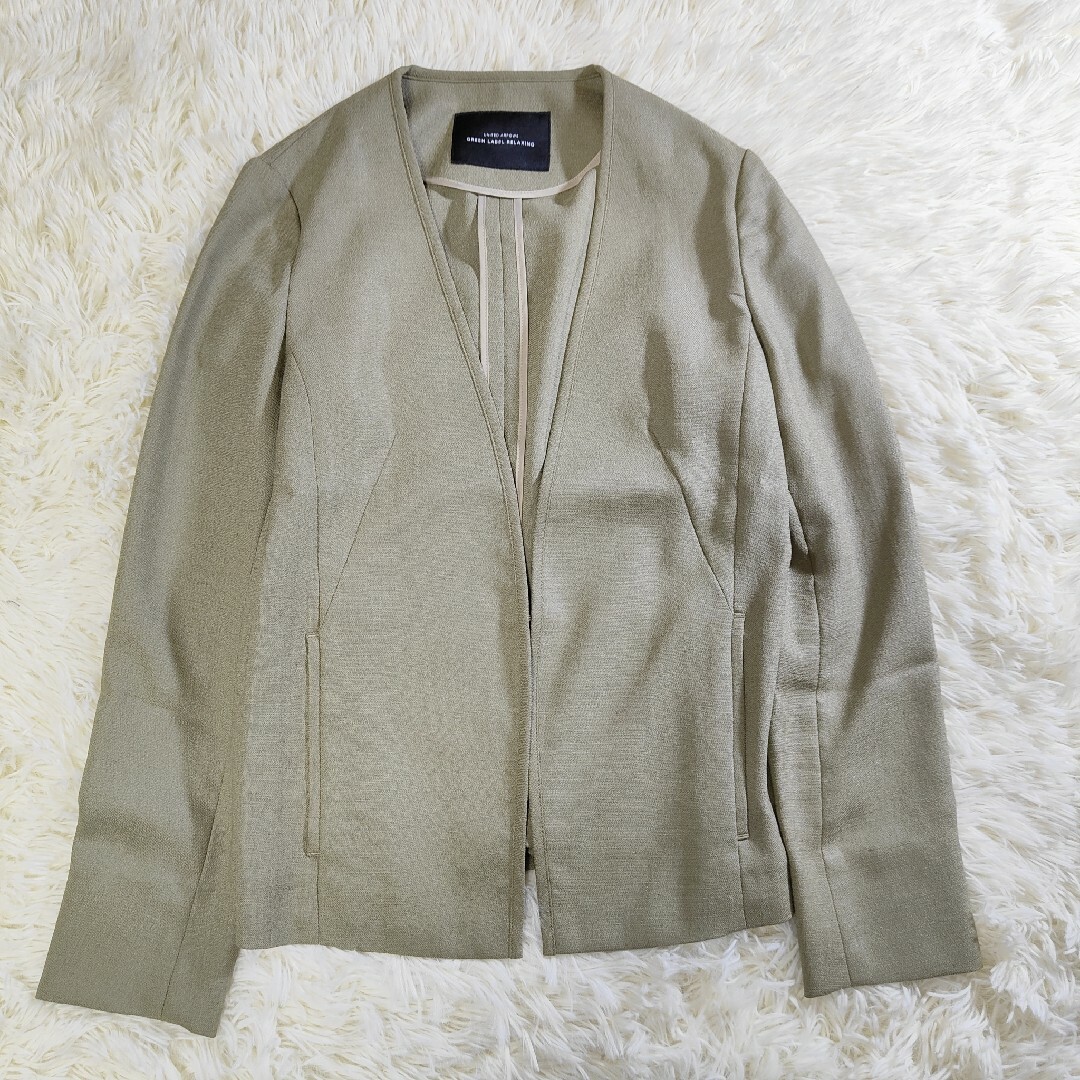 UNITED ARROWS green label relaxing(ユナイテッドアローズグリーンレーベルリラクシング)のグリーンレーベル プラステ リネン パンツスーツ くすみグリーン レディースのフォーマル/ドレス(スーツ)の商品写真