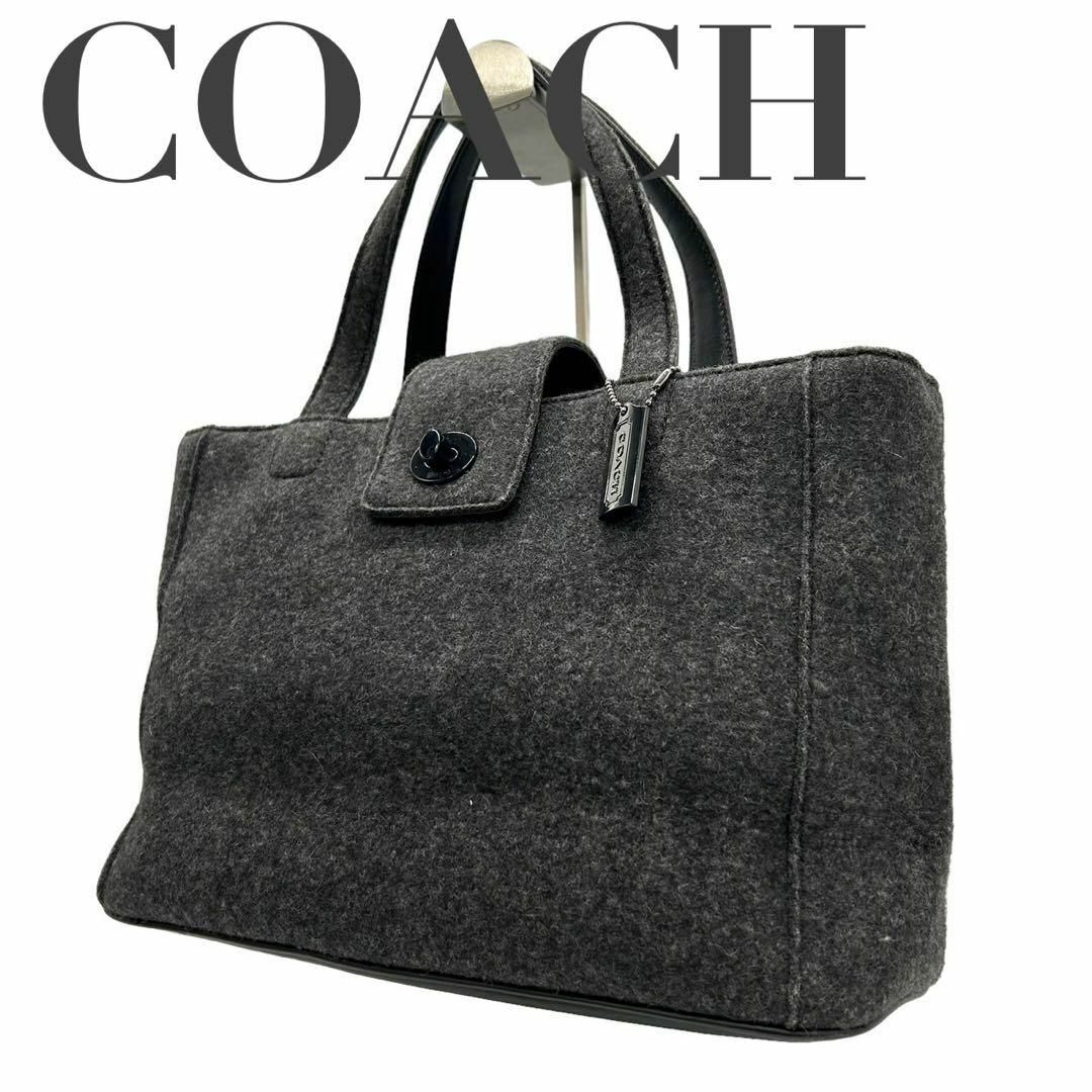 美品　coach コーチ　8187 コットン　グレー ハンドバッグ レディース