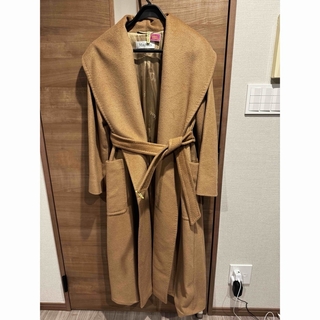 ジャケット/アウター美品❤️マックスマーラ 2way✨付け襟✨千鳥格子ツイードコート　ベルト付　３６