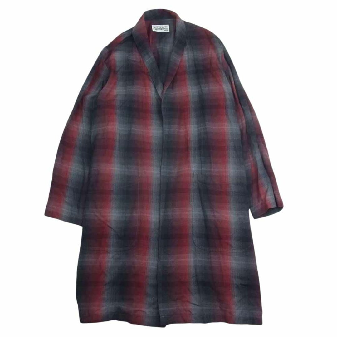 WACKO MARIA(ワコマリア)のWACKO MARIA ワコマリア 19SS OMBRAY CHECK GOWN COAT オンブレ レーヨン ガウンコート レッド系 M【中古】 メンズのジャケット/アウター(その他)の商品写真